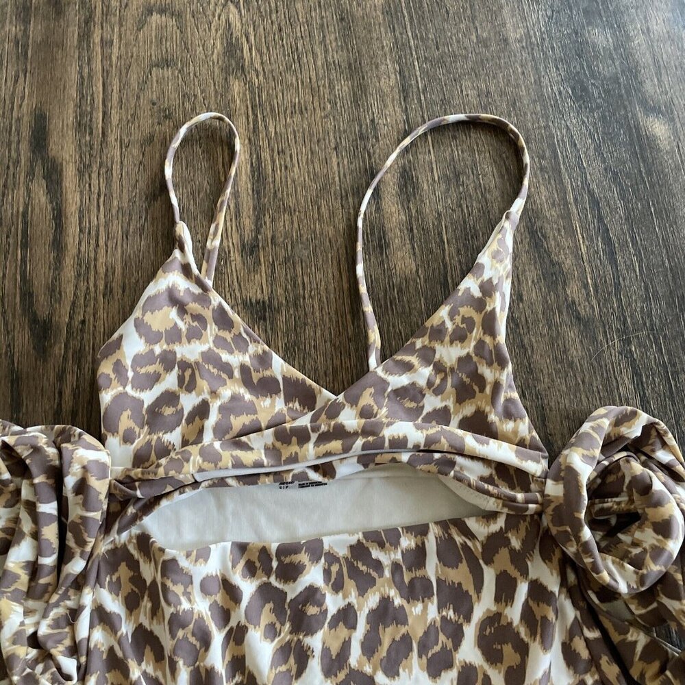 Aerie Women's Cheetah Leopard Wrap One Piece Bathing Suit Size Small - Picture 2 of 7